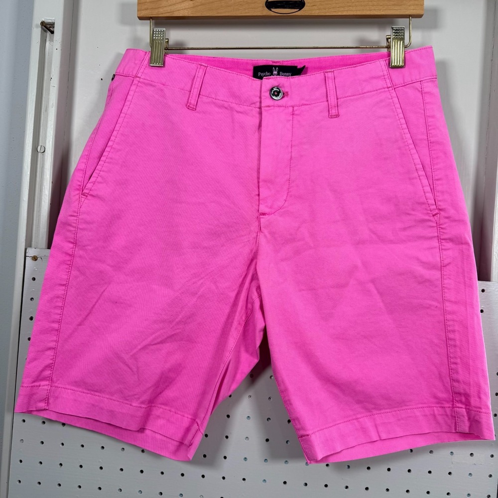 Psycho Bunny Diego Shorts Men's Bright Hot Pink‎ Slash Pockets 8" Inseam - 31